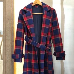 Plaid long coat from House of Harlow 1950 size S